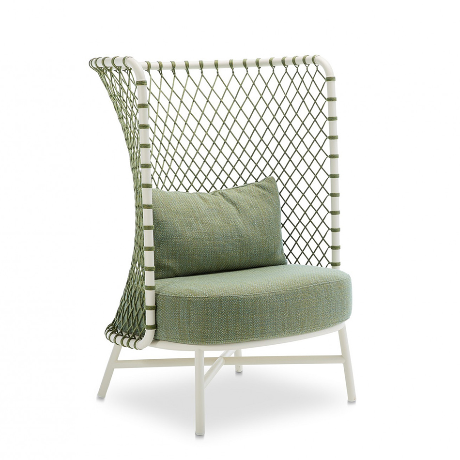 Πολυθρόνα Art. 4384 εξωτερικού χώρου σε λευκό ατσάλι και σχοινί - 85x89x122cm Casa Vogue