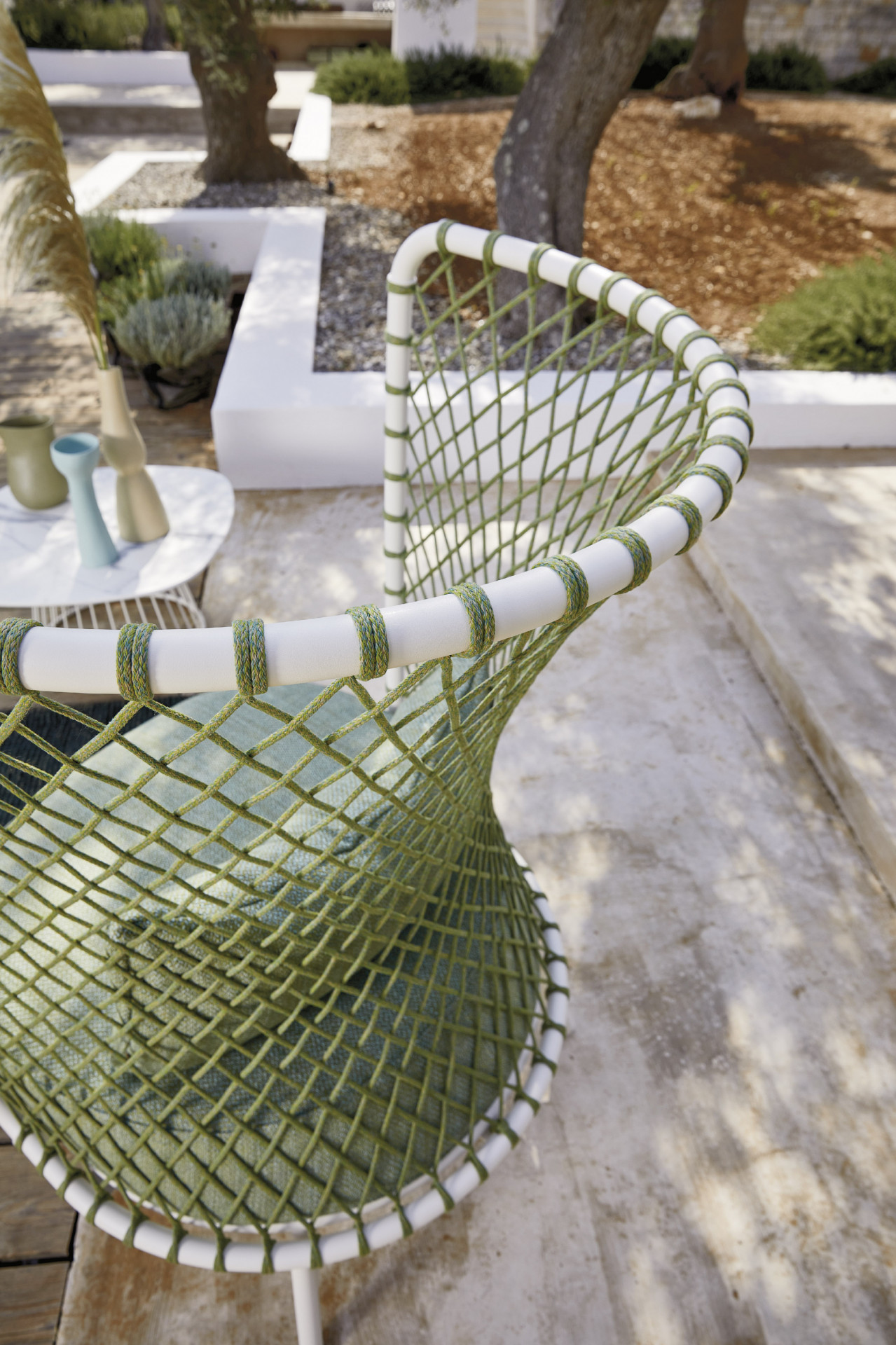 Πολυθρόνα Art. 4384 εξωτερικού χώρου σε λευκό ατσάλι και σχοινί - 85x89x122cm Casa Vogue - Image 2