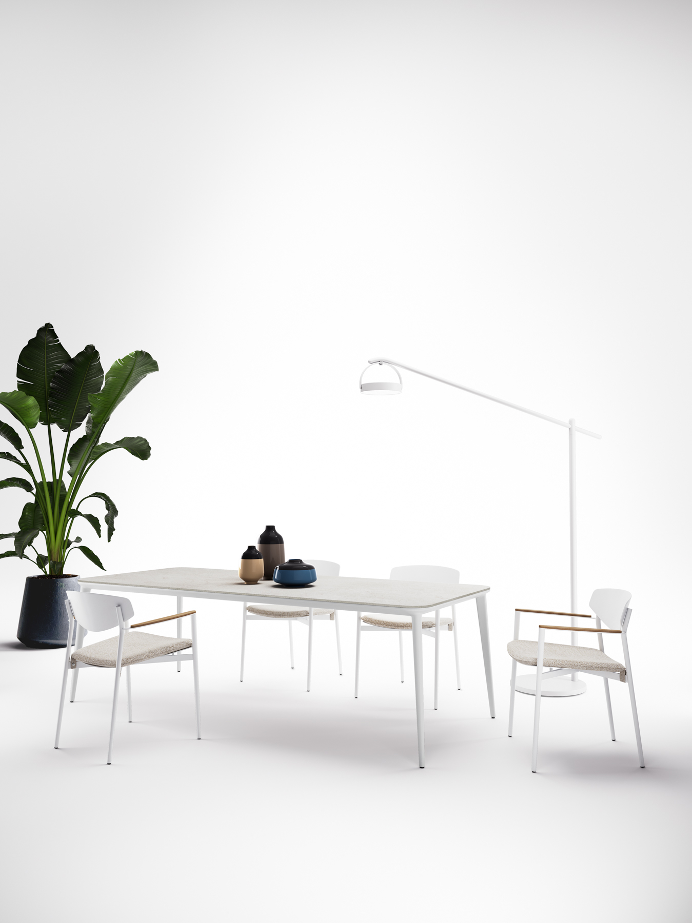 Καρέκλα Origami εξωτερικού χώρου από λευκό αλουμίνιο 58x60x79cm- Atmosphera - Image 3