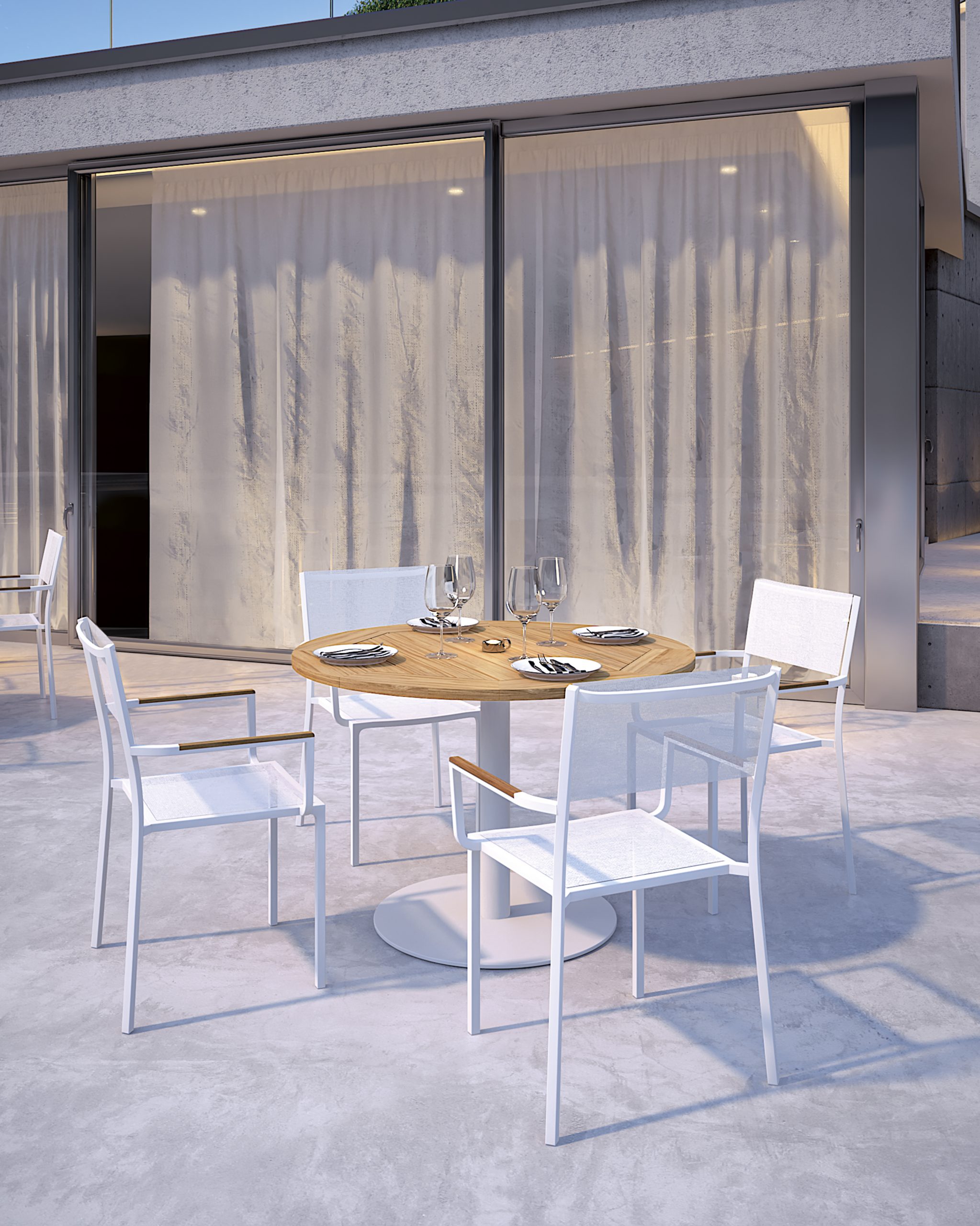 Καρέκλα Sunny εξωτερικού χώρου σε λευκό αλουμίνιο -55x56x83cm- Casa Vogue - Image 9