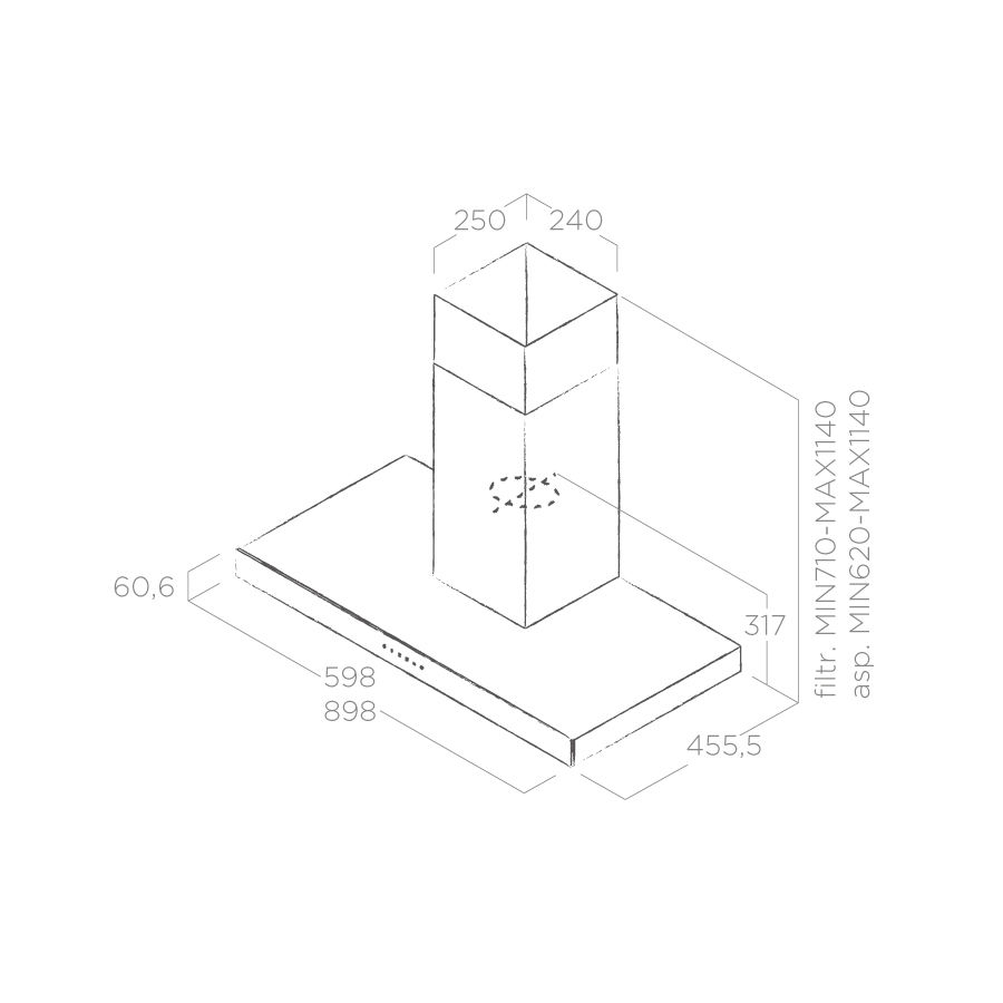 Elica Joy Island BLIX/A/90 PRF0104628A 90x60cm Inox Μαύρο Γυαλί Απορροφητήρας Νησίδας/Οροφής (801013802) - Image 2