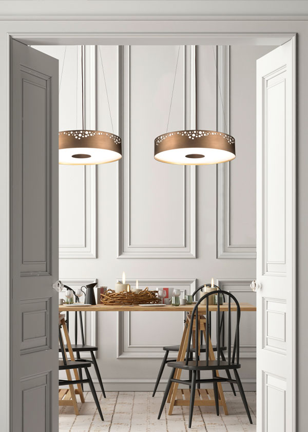 Φωτιστικό οροφής Gaia 4502 LED μπρονζέ αλουμίνιο Ø45x10xh.150cm Elesi - Image 2