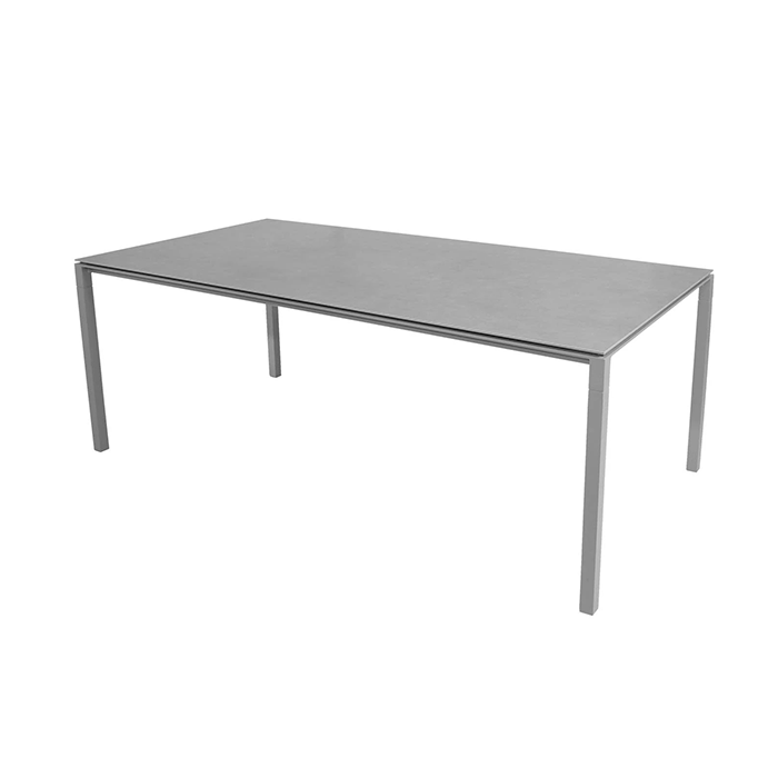 Pure Table από βάση σε λευκό αλουμίνιο και καπάκι σε τσιμέντο σε διάσταση 200x100x75cm - CaneLine