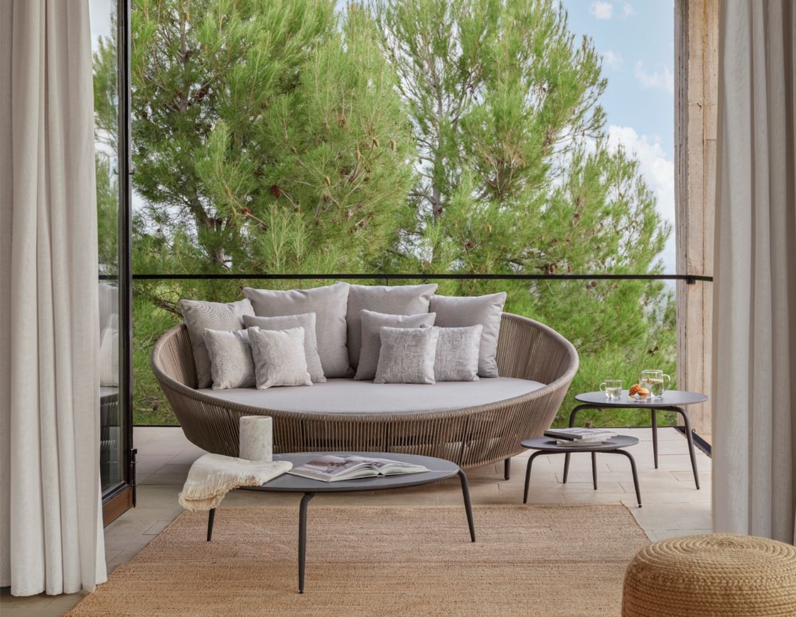 Day bed Rodona αλουμίνιο και ύφασμα 227x218xh.81cm Sky - Image 3