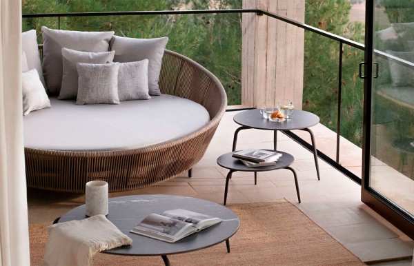 Day bed Rodona αλουμίνιο και ύφασμα 227x218xh.81cm Sky - Image 4