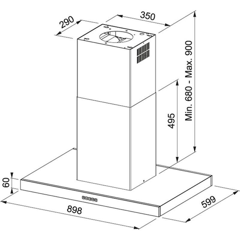Απορροφητήρας - Κεντρική Καμινάδα 90 cm FRANKE TALE 905 I XS Inox 3101102006 - Image 2
