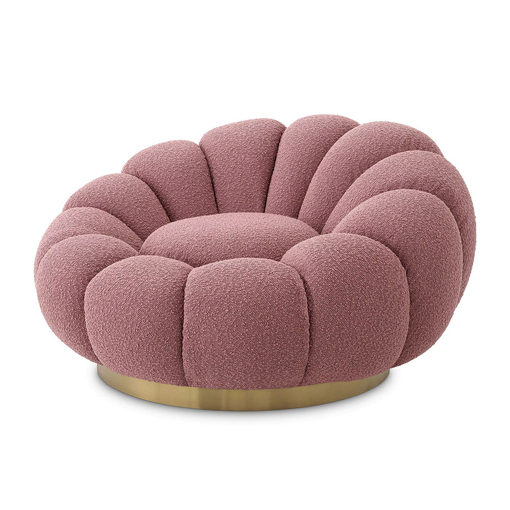 Περιστρεφόμενη πολυθρόνα Mello Boucle Rose σε ύφασμα 115x118x67cm - Eichholtz