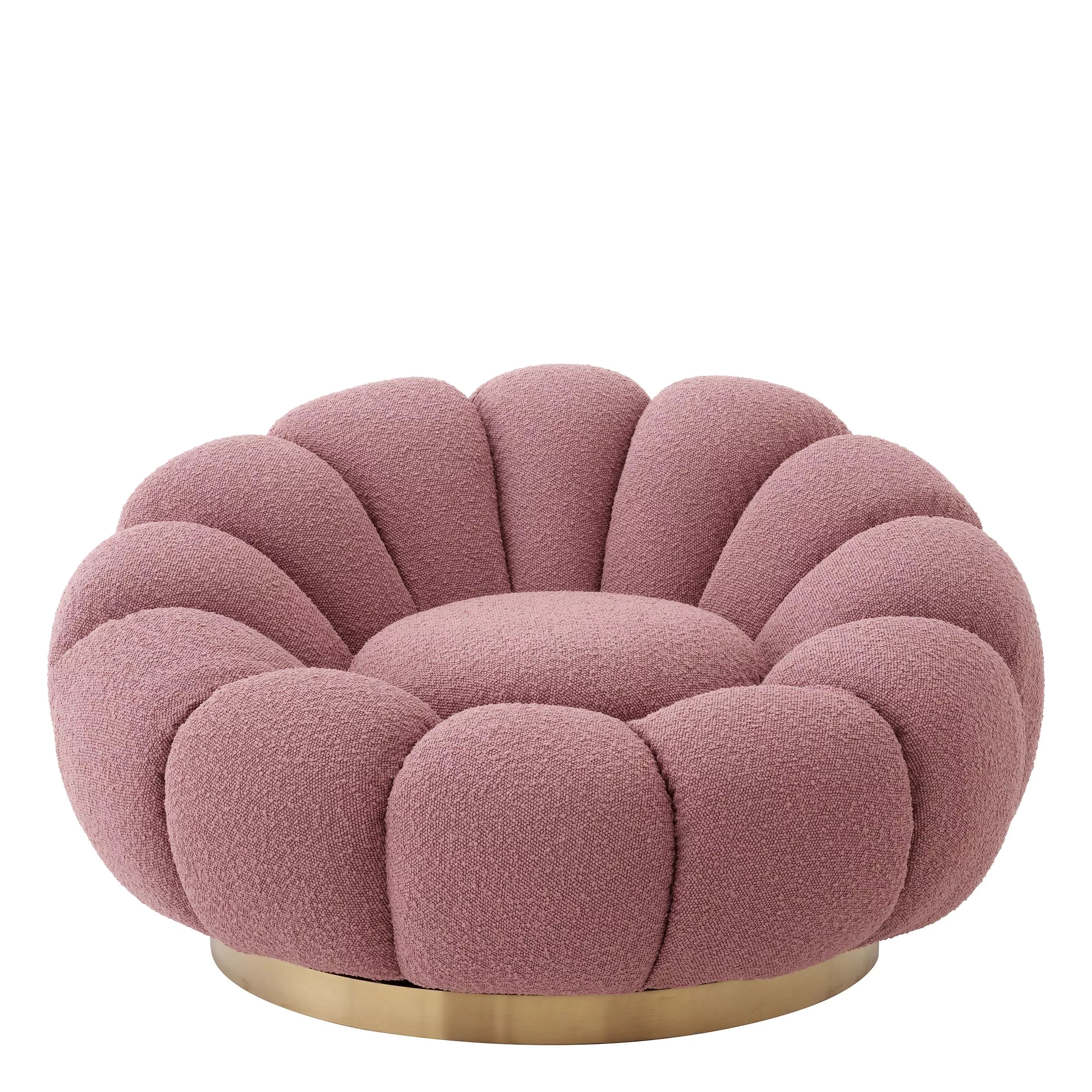 Περιστρεφόμενη πολυθρόνα Mello Boucle Rose σε ύφασμα 115x118x67cm - Eichholtz - Image 4