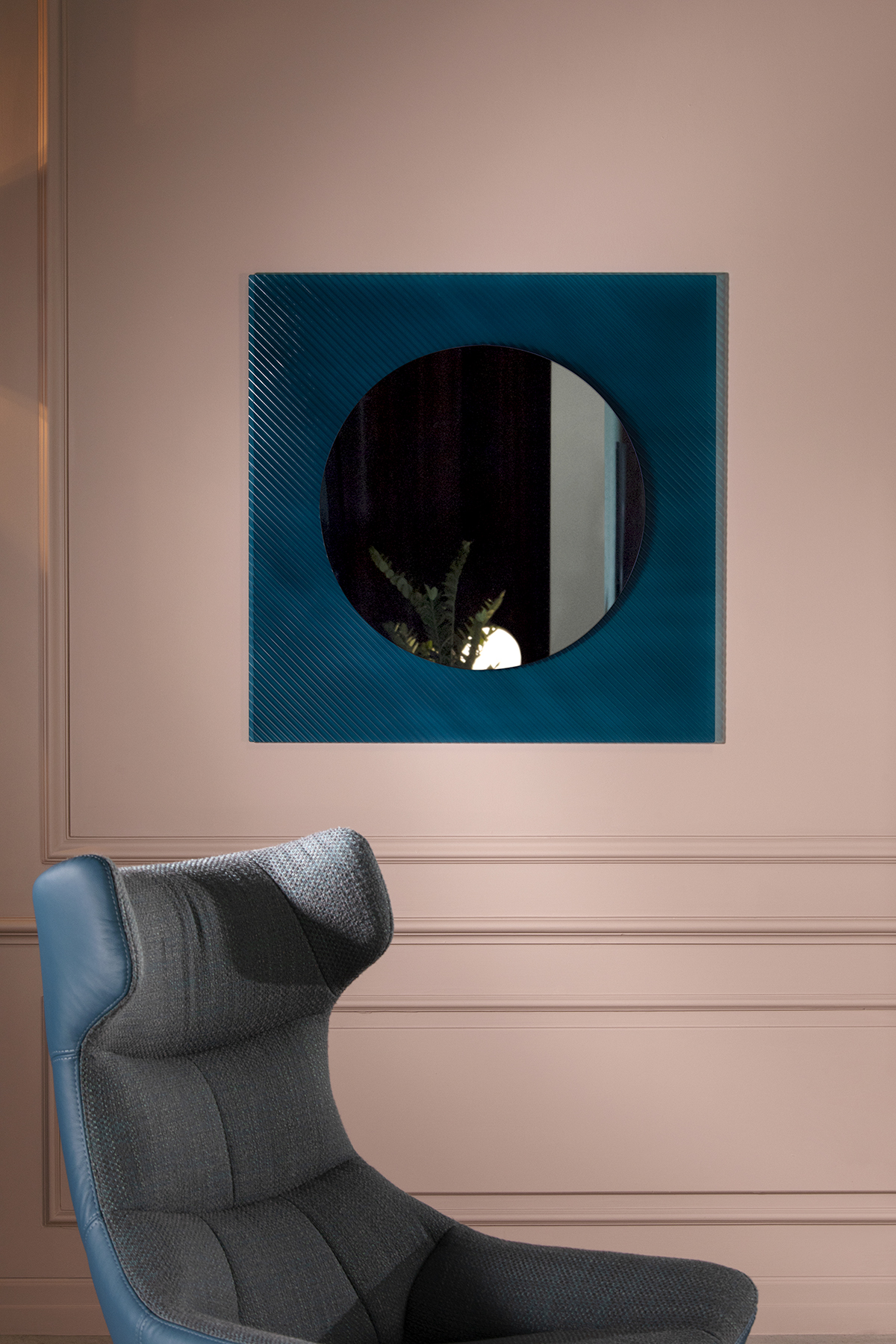 Καθρέφτης Otello σε γυαλί ανοιχτό μπλε 90x90 Casa Vogue - Image 3
