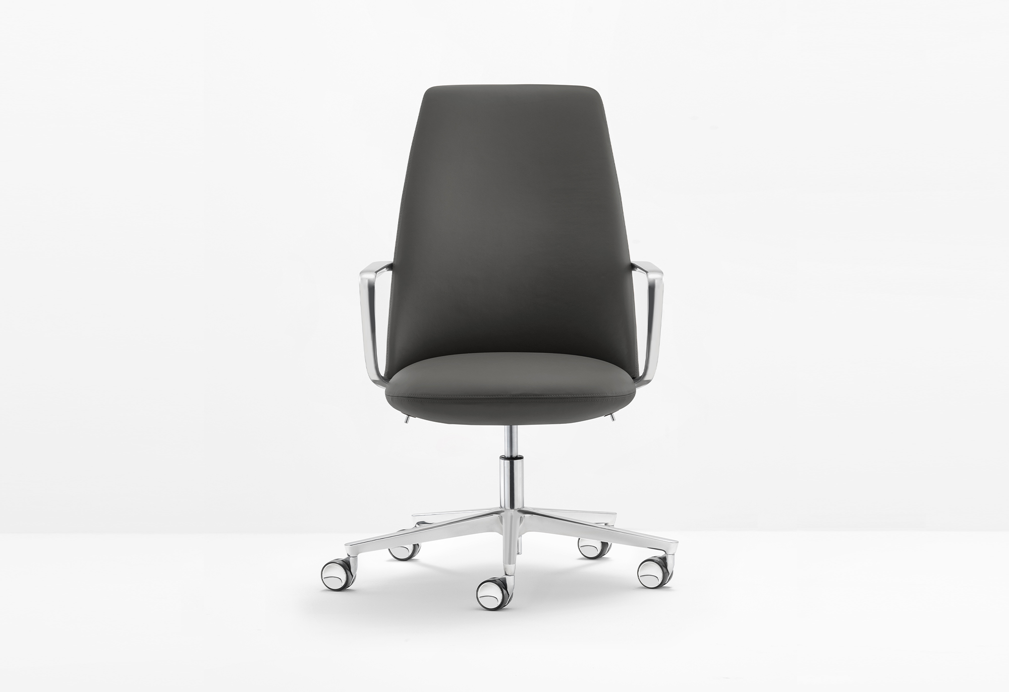 Καρέκλα γραφείου Elinor 3755 σε μαύρο δέρμα-βάση μεταλλική 81x81x91/108cm - Casa Vogue - Image 2