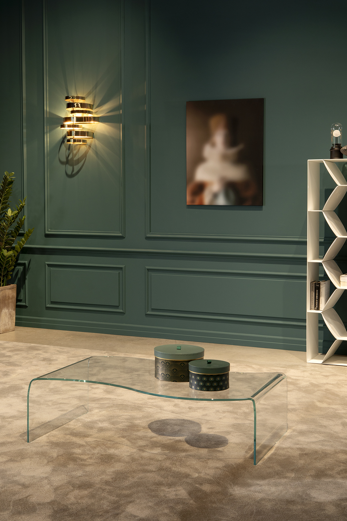 Τραπεζάκι σαλονιού Flow από φουμέ γυαλί - 110x32x75cm - Casa Vogue - Image 2