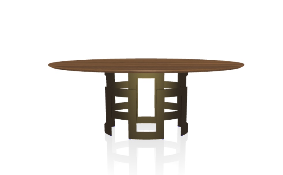 Τραπέζι Imperial οβάλ 200x106x75 καπλαμάς καρυδιά με βάση μέταλλο μπρονζέ Casa Vogue - Image 2