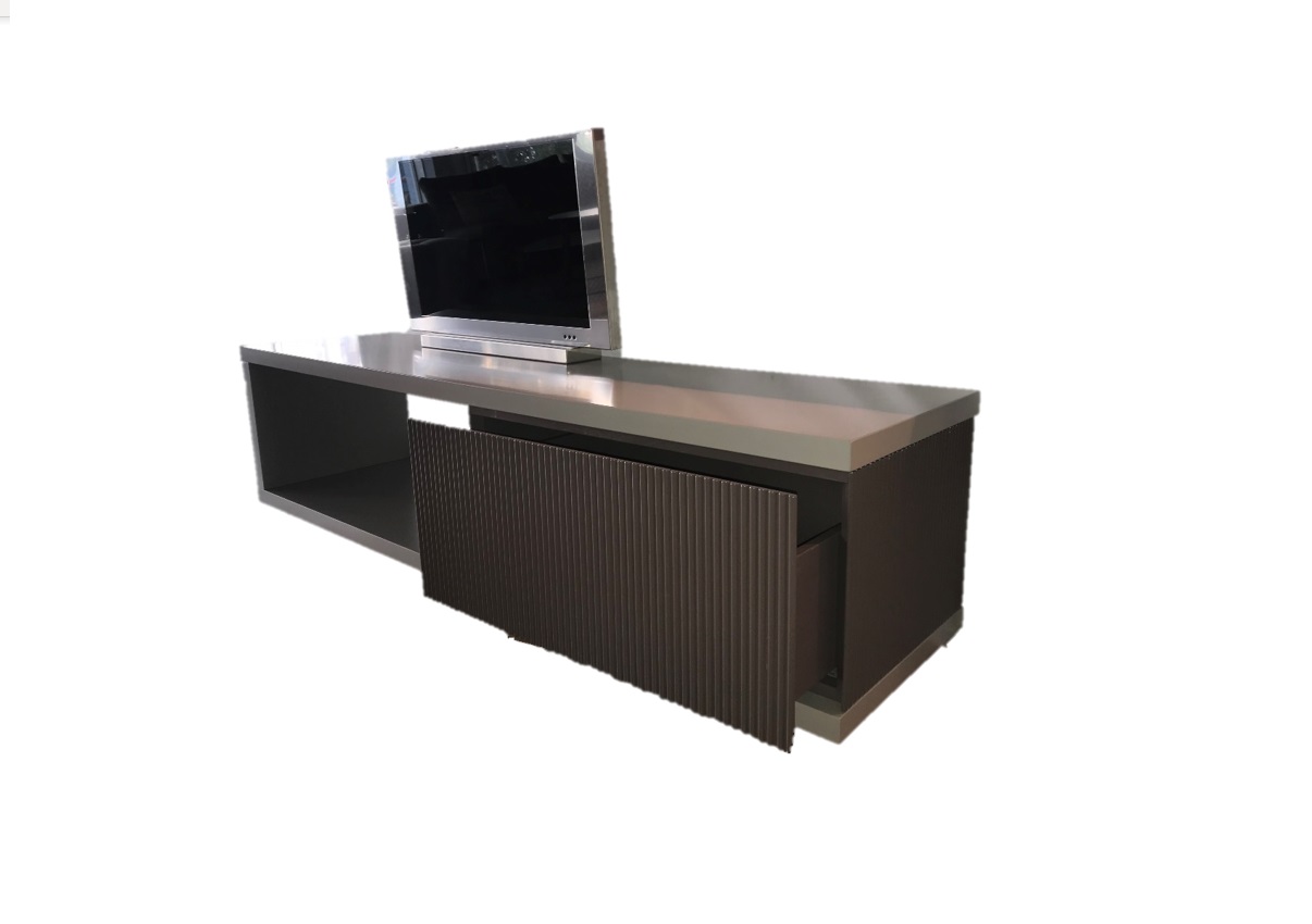 Έπιπλο tv από MDF σε γκρί λάκα-διάστ. 180x45x45cm - κωδ.KFR2- Casa Vogue - Image 2