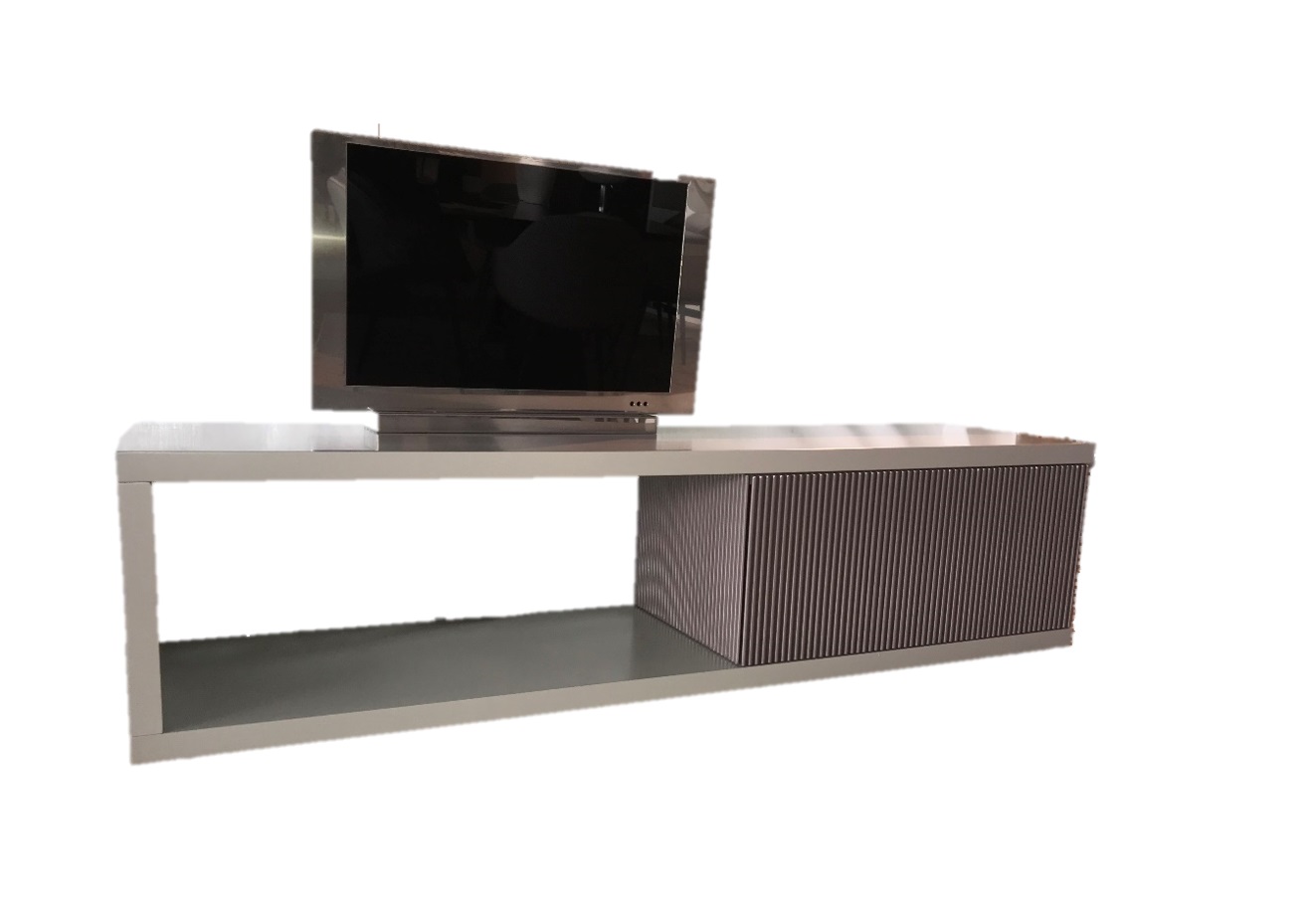 Έπιπλο tv από MDF σε γκρί λάκα-διάστ. 180x45x45cm - κωδ.KFR2- Casa Vogue - Image 3