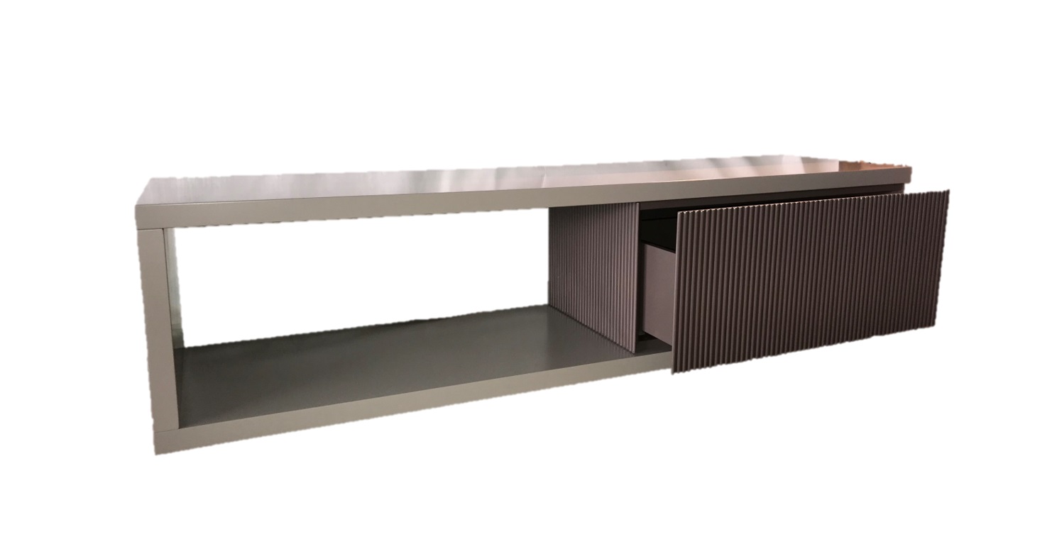 Έπιπλο tv από MDF σε γκρί λάκα-διάστ. 180x45x45cm - κωδ.KFR2- Casa Vogue - Image 4