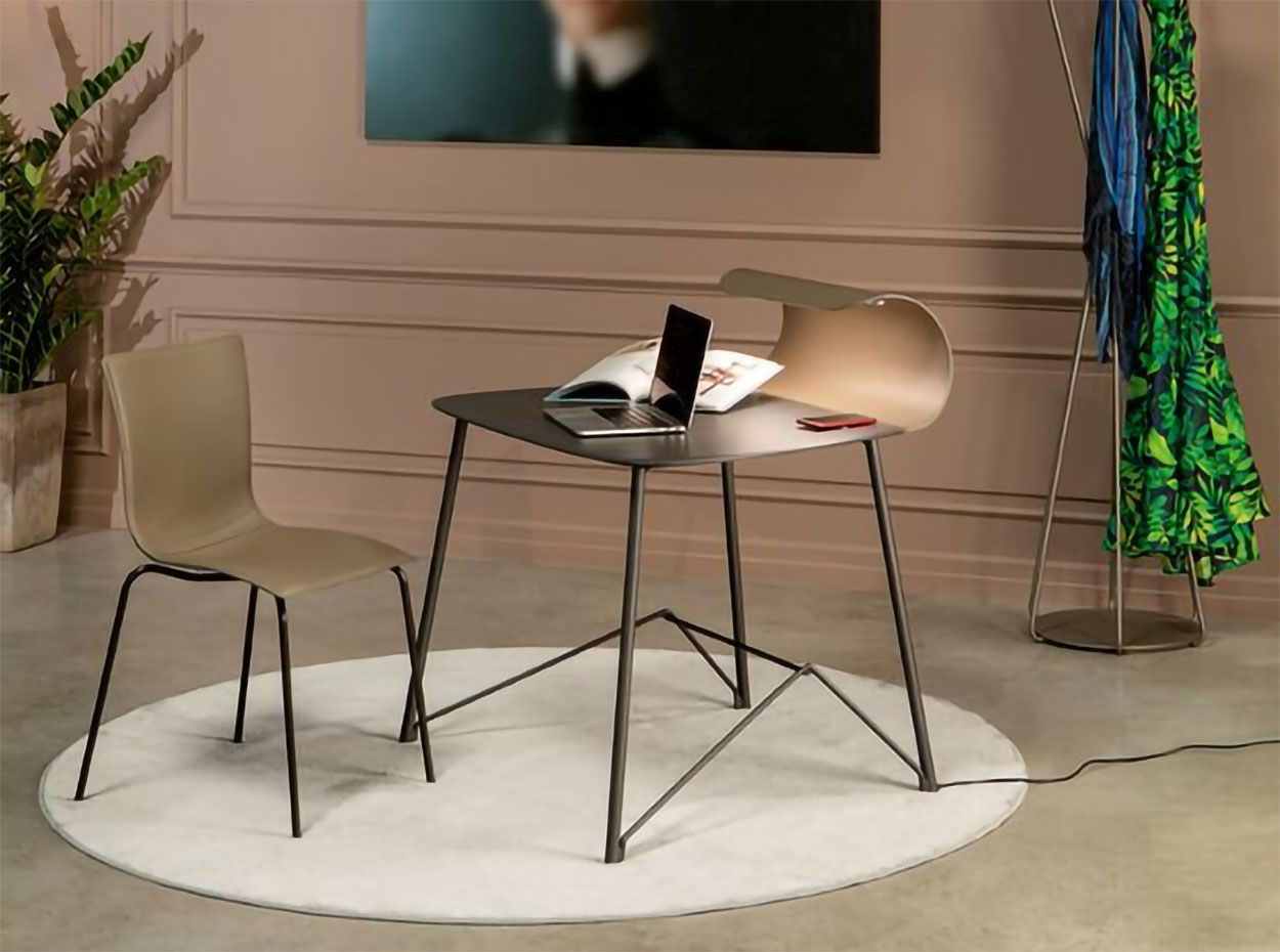 Γραφείο Surf μέταλλο με δέρμα 100x83xh.100cm Tonin Casa - Image 3