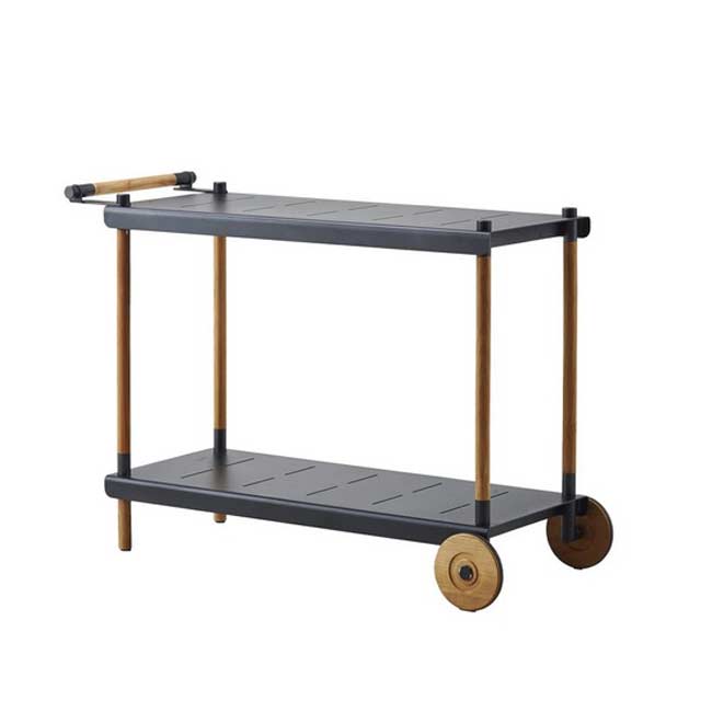 Τρολευ-Μπαράκι Frame σε γκρι αλουμίνιο και ξύλο teak σε διάσταση 115x48x82cm - Casa Vogue