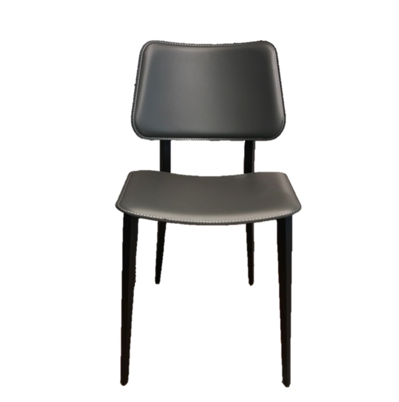 Καρέκλα Joe σε γκρί δέρμα-βάση σε ανθρακί μέταλλο-Midj