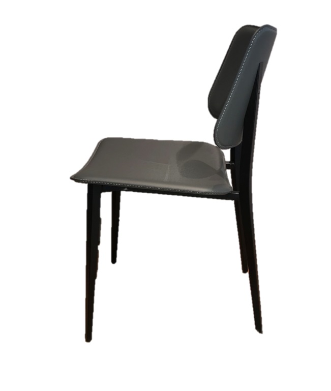 Καρέκλα Joe σε γκρί δέρμα-βάση σε ανθρακί μέταλλο-Midj - Image 2