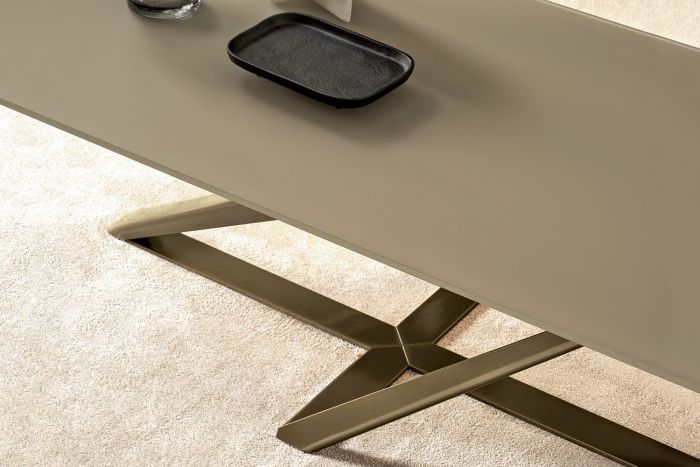 Τραπεζάκι Millenium Coffee 120x65x40cm γυαλί anti-scratch - βάση χρυσό μέταλλο - Bontempi - Image 2