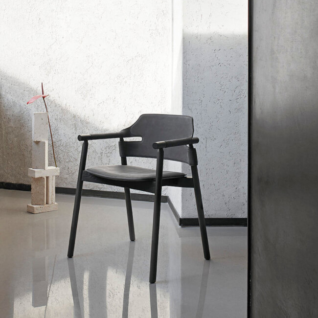 Καρέκλα Suite τύπου country δέρμα μαύρο με ξύλο 61x53xh.76 Casa Vogue