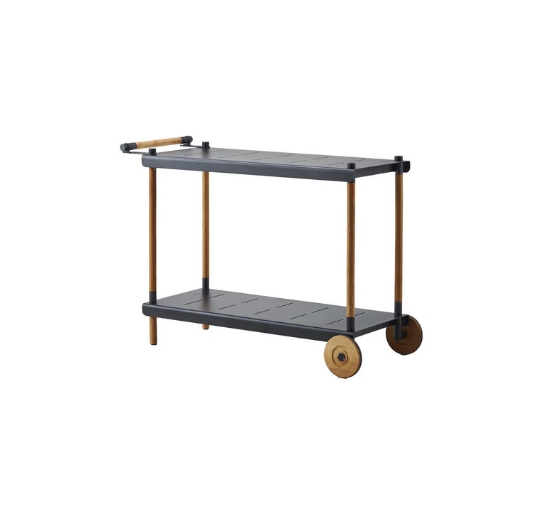 Τρολευ-Μπαράκι Frame σε γκρι αλουμίνιο και ξύλο teak σε διάσταση 115x48x82cm - Casa Vogue - Image 3