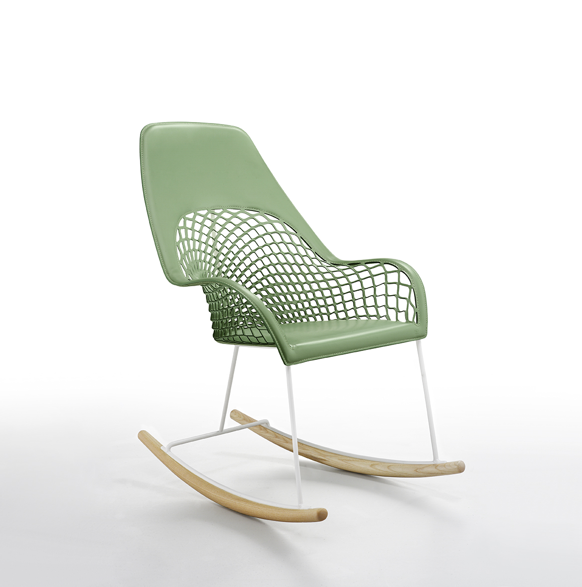 Πολυθρόνα κουνιστή Guappa DNA σε πράσινο δέρμα 69x86xh.97cm - Midj