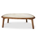 Τραπεζάκι Wilma με μάρμαρο κα με βάση σε μασίφ ξύλο 112x107x35cm - Eichholtz