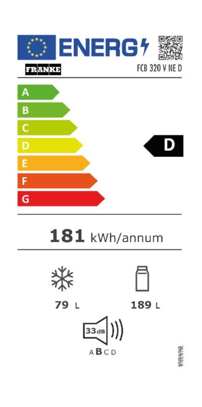 FRANKE FCB 320 V NE D (118.0722.592) ΕΝΤΟΙΧΙΖΟΜΕΝΟΣ ΨΥΓ/ΚΤΗΣ ΕΝΕΡΓΕΙΑΚΗ ΚΛΑΣΗ D, ΚΩΔ.3184101036,  260LT ΧΩΡΗΤΙΚΟΤΗΤΑ, Υ177xΠ54xΒ54.5cm - Image 4